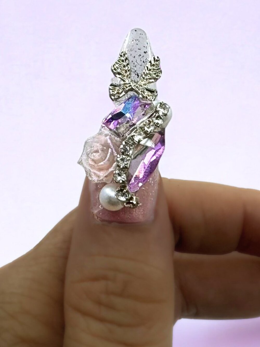 3D Glamorous Ballerina Shape Handmade Custom Press‑On Nails